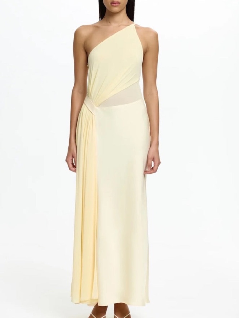 Significant Other Adelaide Maxi Dress Vanilla Butter Yellow One Shoulder Gown 4